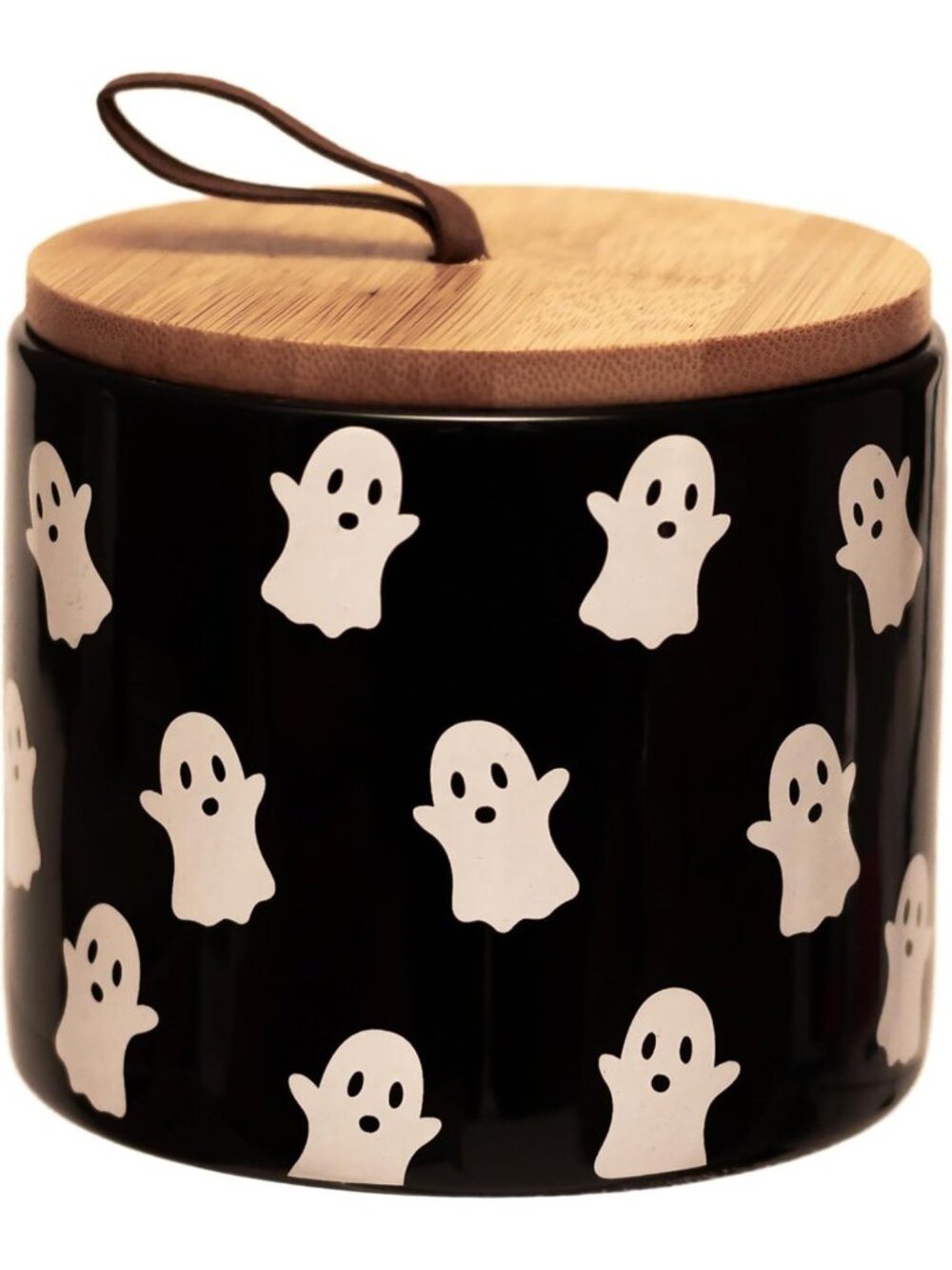 Halloween Ceramic Canister with Lid, Ghost Design, 4" x 3.5", Festive Decor